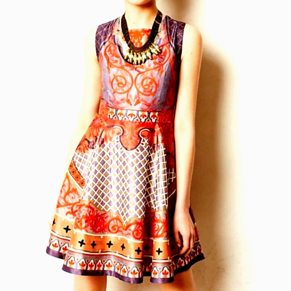 Anthropologie Panka &‎ Nidh Twilight Temple Dress Fit Flare Mini